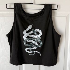 Women’s Black Snake Cropped Tank Top L
